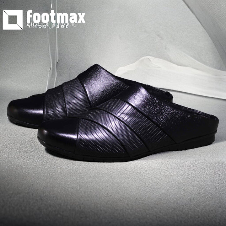 Leather half shoes for men comfortable sandals all season - footmax