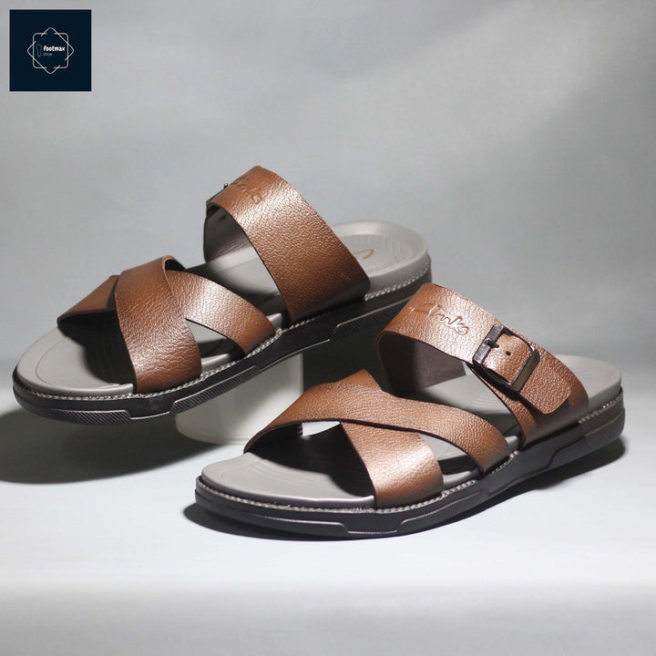 Brown leather comfort sandals for men - footmax (Store description)