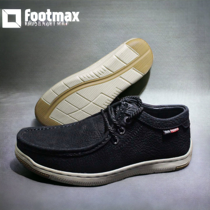 Cow leather men black casual shoes office shoes - footmax (Store description)