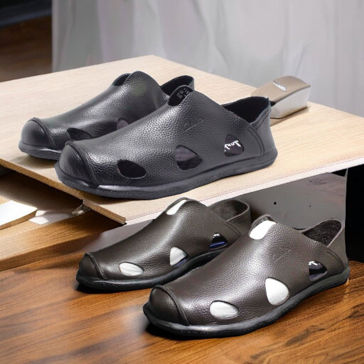 Pure leather half shoes comfortable soft leather - footmax (Store description)