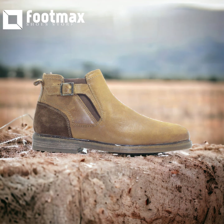 Leather ankle boot shoes side belt - footmax (Store description)