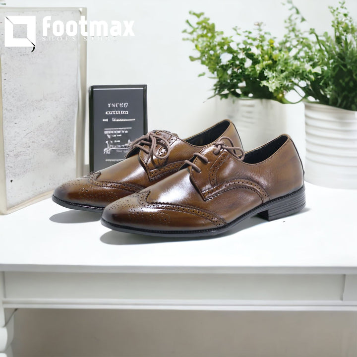 Formal shoes for men casual leather brown office shoes lace - footmax (Store description)