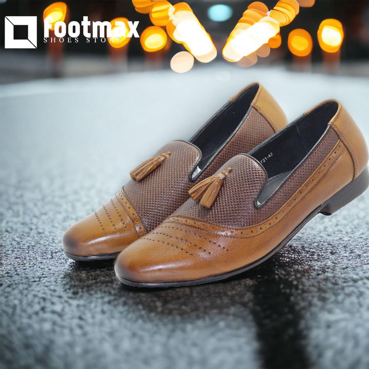 Brown leather casual outdoor comfortable loafer - footmax (Store description)