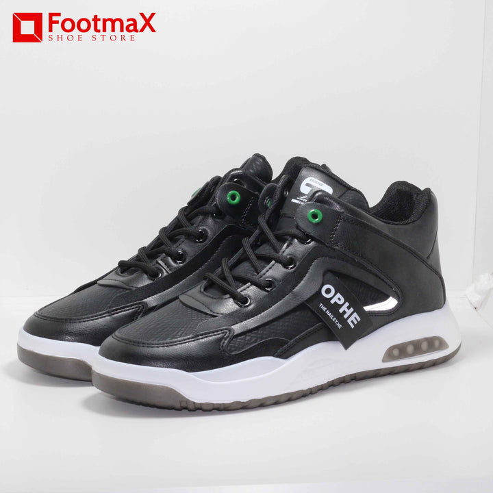 Black Leather sneaker shoe leather shoes - footmax (Store description)