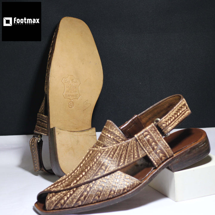 Genuine leather embroidery kabuli sandals - footmax (Store description)