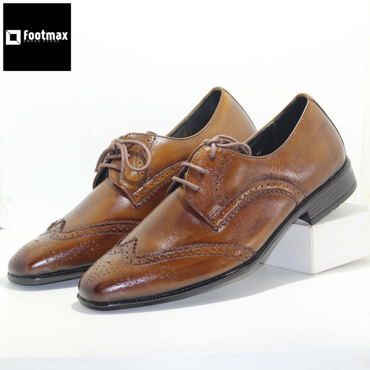 Formal shoes for men casual leather brown office shoes lace - footmax (Store description)