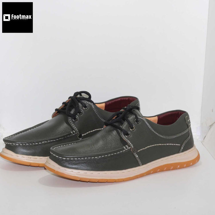 leather casual black olive men casual shoes - footmax (Store description)