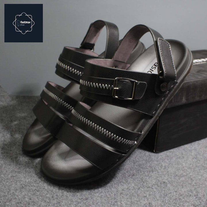 slipper sandal Leather flat sandals for men - footmax